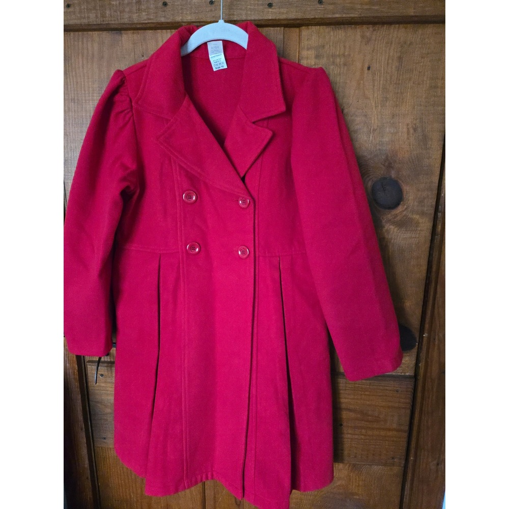 JUST KIDS - Kids Girls Red Double Breasted Pea Coat Jacket Size 16